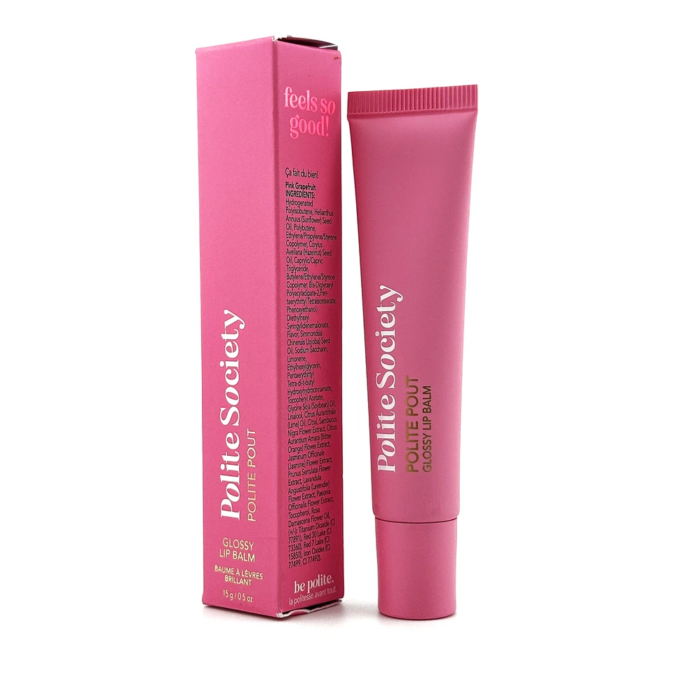 Polite Society Polite Pout Glossy Lip Balm – Pink Grapefruit 