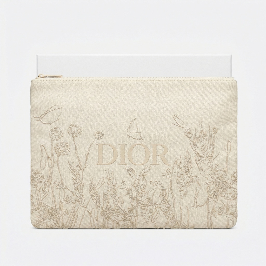 CHRISTIAN DIOR CREAM SOFT SPRING FLOWER 2024 CLUTCH BAG Limited Edition 