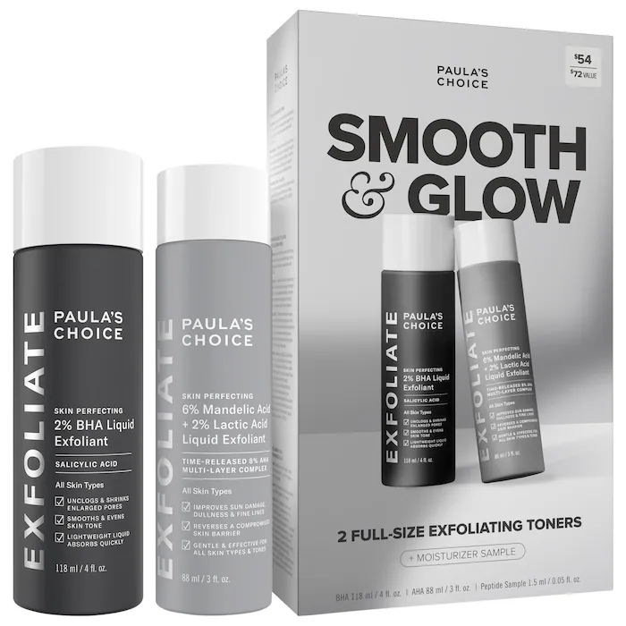 Paula's Choice Smooth & Glow 2 full size exfoliating toners.