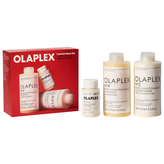 OLAPLEX Total Hair Repair Pre-Shampoo Treatment, Shampoo & Conditioner Gift Set