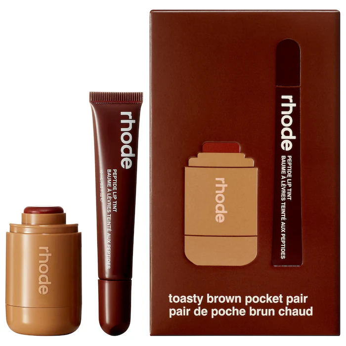 RHODE Pocket Pair Limited Edition Lip + Cheek Set: TOASTY BROWN POCKET PAIR