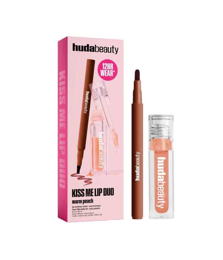 HUDA BEAUTY KISS ME LIP DUO SET: WARM PEACH